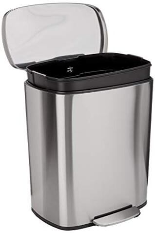 Amazon Basics Smudge Resistant Rectangular Trash Can 1