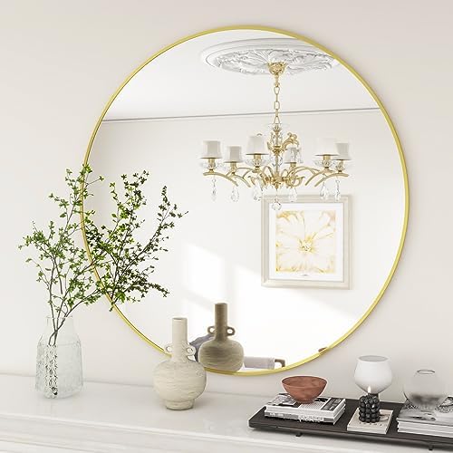 BEAUTYPEAK 20 Inch Round Mirror Gold Metal Frame Circle Mirror 1