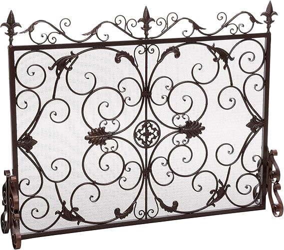 Brushed Finish Wrought Iron Fireplace Screen