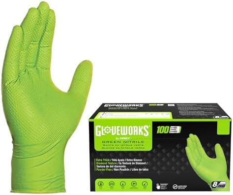 GLOVEWORKS HD Green Nitrile Gloves 1