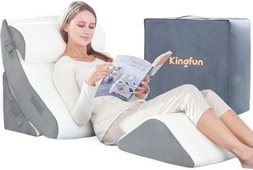 Kingfun 4pcs Orthopedic Bed Wedge Pillow Set for Post Surgery 1