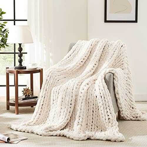 LAGRATY Chunky Knit Blanket ThrowSoft Chenille Yarn Throw 1