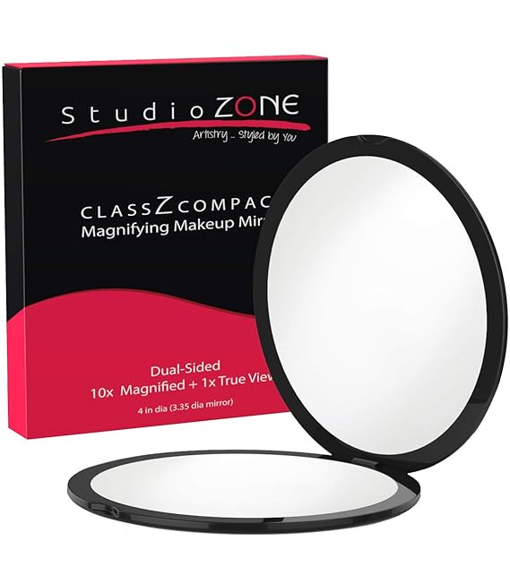 Magnifying Dual Sided Travel Mirror Lightweight Design for On the Go