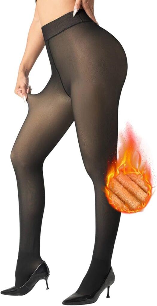 ATHVOTAR Womens Fleece Lined Thermal Pantyhose – Sheer Warm