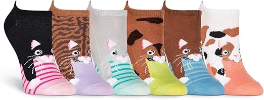 K. Bell Womens Fun Animal Low Cut Socks 6 Pairs Cool Cute Novelty Fashion No Show Gifts 1