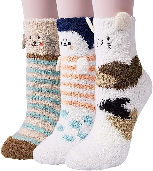 Loritta 3 Pairs Womens Fuzzy Socks Winter Warm Fluffy Soft Slipper 1