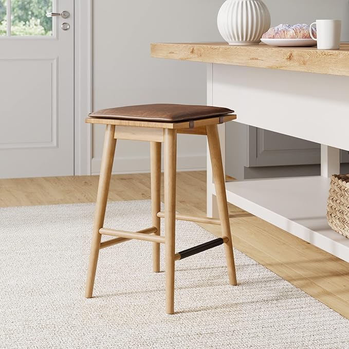 Nathan James Cushioned Counter Height Bar Stool with Removable Backrest