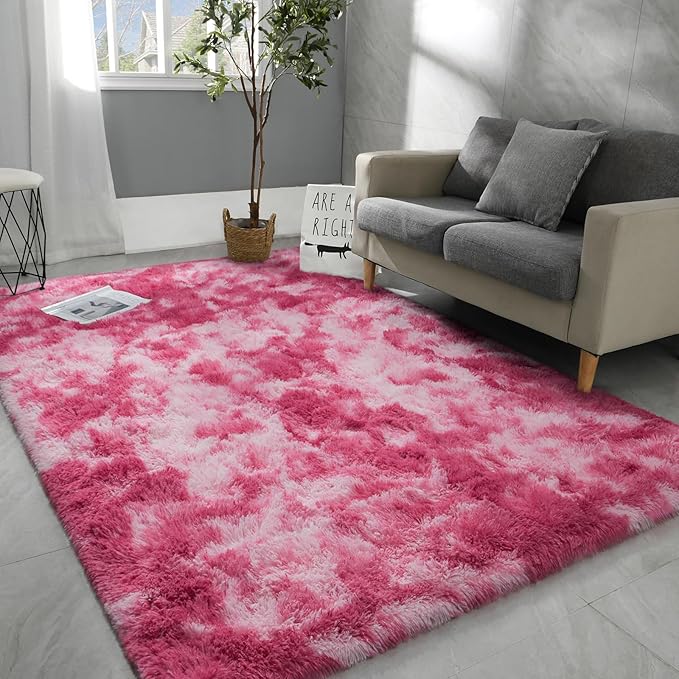 Hutha Tie Dyed Pink and Blue Area Rug