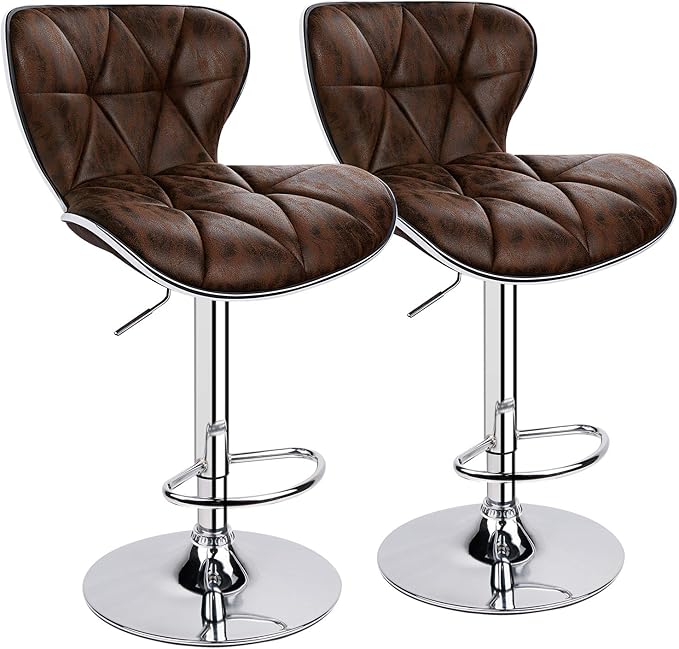 Leopard Shell Back Adjustable Swivel Bar Stools