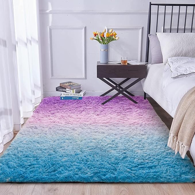 Nice Night Glittering Blue and Purple Luxury Area Rug