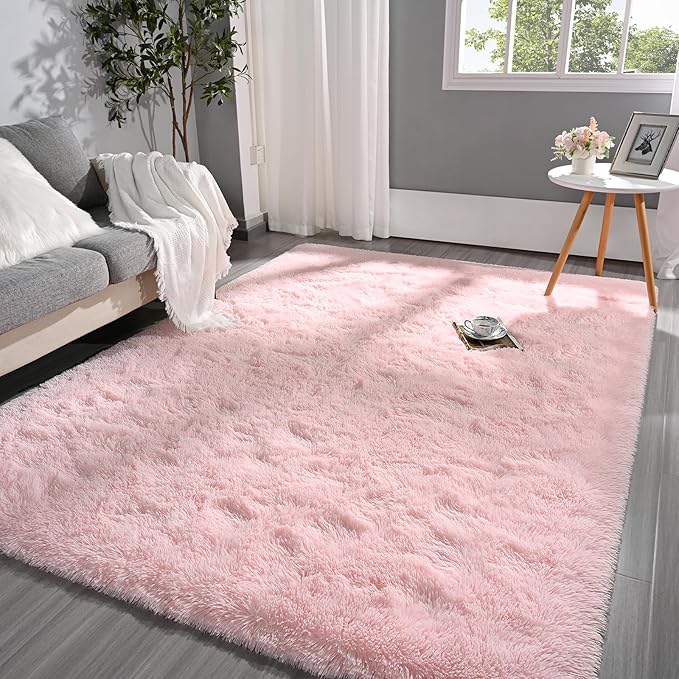 Pettop Fluffy Pink Rug for Bedroom Living Room