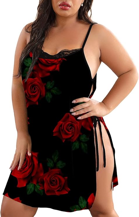 Plus Size Strappy Babydoll Lingerie